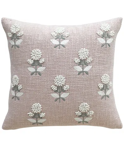 Bhawna's Fusion Vibhsa Persian Handwoven & Hand-embroidered Decorative Pillow, 20"x20" In Neutral