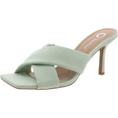 Bhfo Womens Faux Leather Kitten Heel Slide In Green