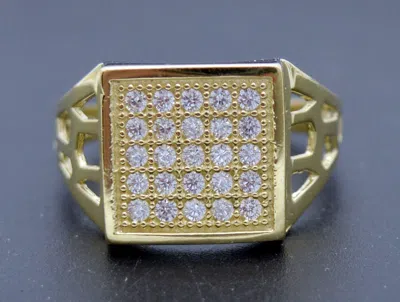 Pre-owned Bhjewelry Real Solid 10k Yellow Gold Men's Beautiful Square Signet Ring 12mm All Sizes