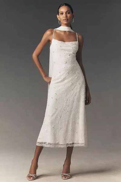 Bhldn 3d Deco Lace Slip Dress With Scarf In White