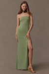 Bhldn Adalynn Strapless Stretch Crepe Maxi Gown In Green