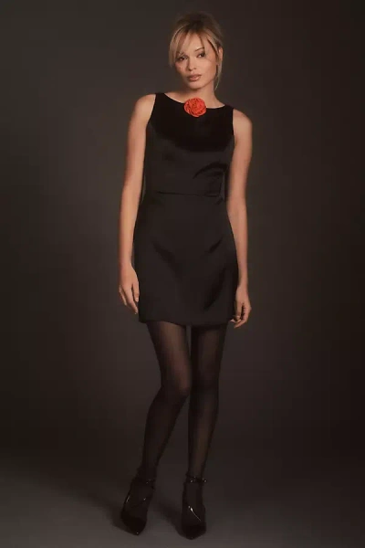 Bhldn Alice High-neck Stretch Satin Mini Dress In Black
