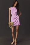 Bhldn Alice High-neck Stretch Satin Mini Dress In Purple