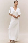 Bhldn Amelia Deep-v Satin Maxi Dress In White