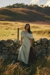 Bhldn Amelia Deep-v Satin Maxi Dress In Green