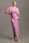 Bhldn Amelia Deep-v Satin Maxi Dress In Pink