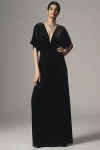 Bhldn Amelia Deep-v Stretch Velvet Maxi Dress In Black