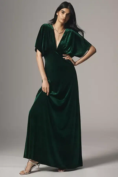 Bhldn Amelia Deep-v Stretch Velvet Maxi Dress In Multicolor