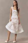 Bhldn Appliqué Square-neck Fit & Flare Midi Dress