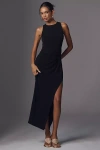 Bhldn Arya Jersey High-neck Side-slit Maxi Dress In Black