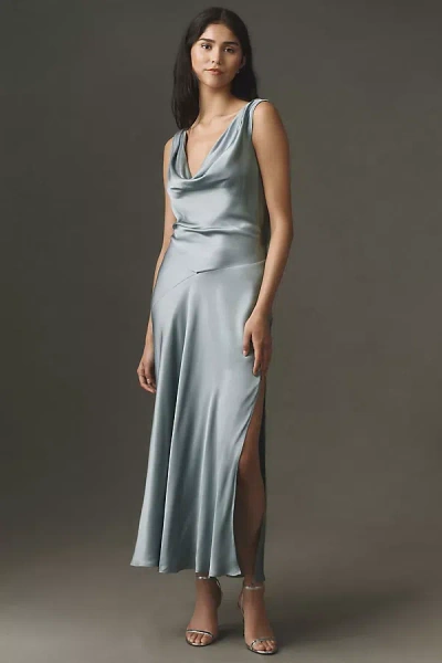 Bhldn Aurora Cowl-neck Maxi Slip Dress In Blue