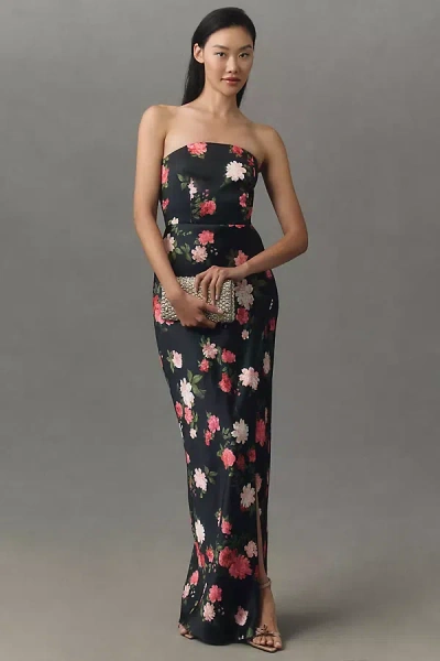 Bhldn Avianna Stretch Satin Strapless Side-slit Maxi Dress In Multicolor