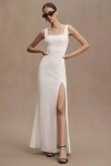 Bhldn Blake Square-neck Stretch Crepe Gown In White