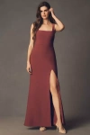 Bhldn Blake Square-neck Stretch Crepe Maxi Dress In Burgundy
