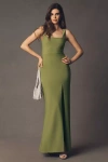 Bhldn Blake Square-neck Stretch Crepe Maxi Dress In Green