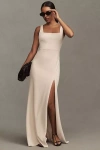 Bhldn Blake Square-neck Stretch Crepe Maxi Dress In Neutral
