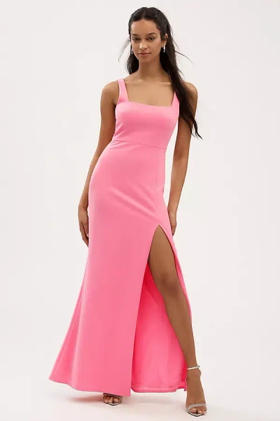 Bhldn Blake Square-neck Stretch Crepe Maxi Dress In Pink