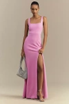 Bhldn Blake Square-neck Stretch Crepe Maxi Dress In Purple