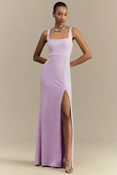 Bhldn Blake Square-neck Stretch Crepe Maxi Dress In Purple
