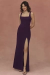 Bhldn Blake Square-neck Stretch Crepe Maxi Dress In Purple
