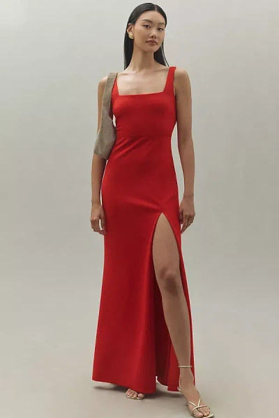 Bhldn Blake Square-neck Stretch Crepe Maxi Dress In Red