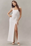 Bhldn Blake Square-neck Stretch Crepe Maxi Dress In White