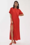 BHLDN BRIELLE SHORT-SLEEVE COLUMN MAXI DRESS