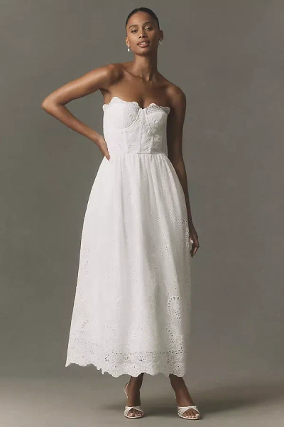Bhldn Bustier Eyelet Midi Dress In White