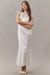 Bhldn Cap-sleeve Lace Satin Maxi Dress In White