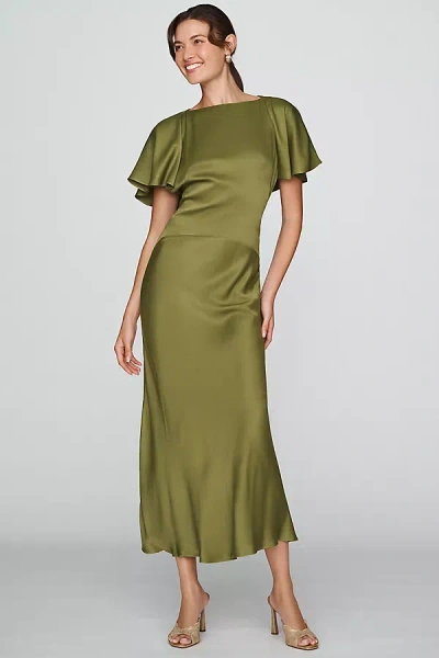 Bhldn Cape Sleeve Cutout Maxi Dress In Green