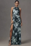 Bhldn Chain-back Halter Maxi Dress In Blue