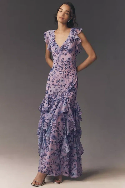 Bhldn Charlotte Chiffon Ruffle Maxi Dress In Multi