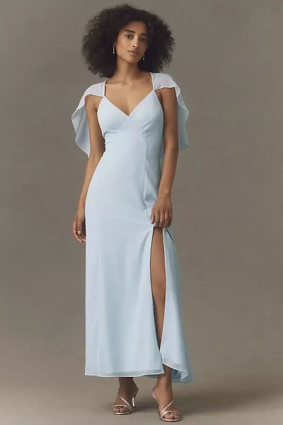 Bhldn Chiffon Cape Maxi Dress In Blue