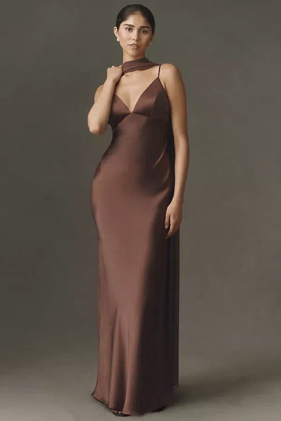 Bhldn Chiffon Cape Maxi Dress In Brown