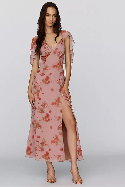 Bhldn Chiffon Cape Maxi Dress In Pink