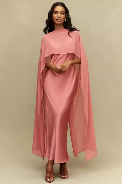 Bhldn Chiffon Cape Maxi Dress In Pink