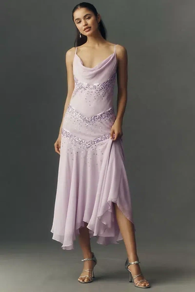 Bhldn Chiffon Sequin Midi Dress In Purple