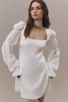 Bhldn Chiffon-sleeve Satin Mini Dress In White