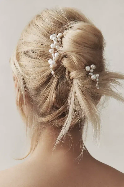 Bhldn Cluster Pearl Hair Pins, Set Of 5 In White