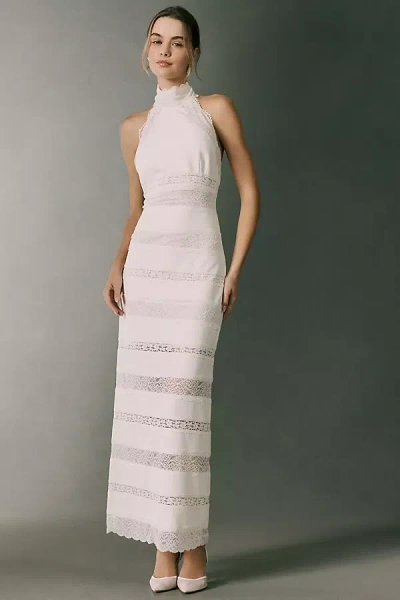 Bhldn Crepe And Lace Halter Maxi Dress In Ivory