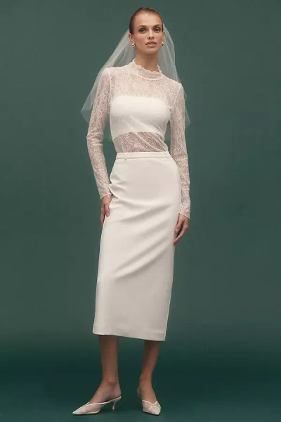 Bhldn Crepe Pencil Skirt In White