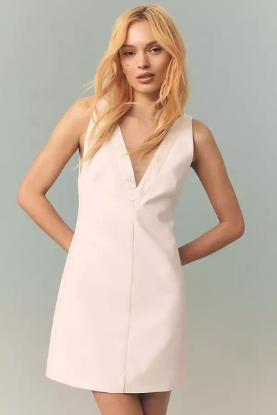 Bhldn Crepe V-neck Mini Dress In White