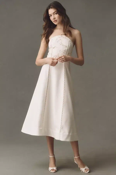 Bhldn Cutwork Strapless Maxi Dress In White