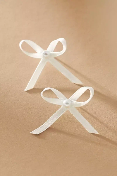 Bhldn Dainty Ribbon Earrings In White