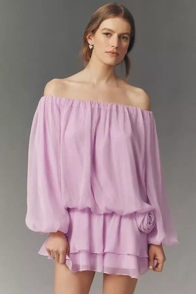 Bhldn Daisy Off-shoulder Chiffon Mini Dress In Pink