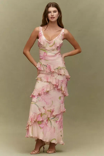 Bhldn Elena Ruffle Chiffon Maxi Dress In Multi