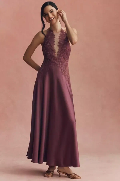 Bhldn Ella Lace Appliqué Maxi Dress In Purple