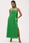Bhldn Ella Strapless Chiffon Scarf Overlay Midi Dress In Green