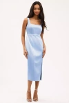 Bhldn Ellie Sleeveless Square-neck Corset Midi Dress In Blue
