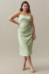 Bhldn Emery Square-neck Stretch Satin Midi Dress In Green